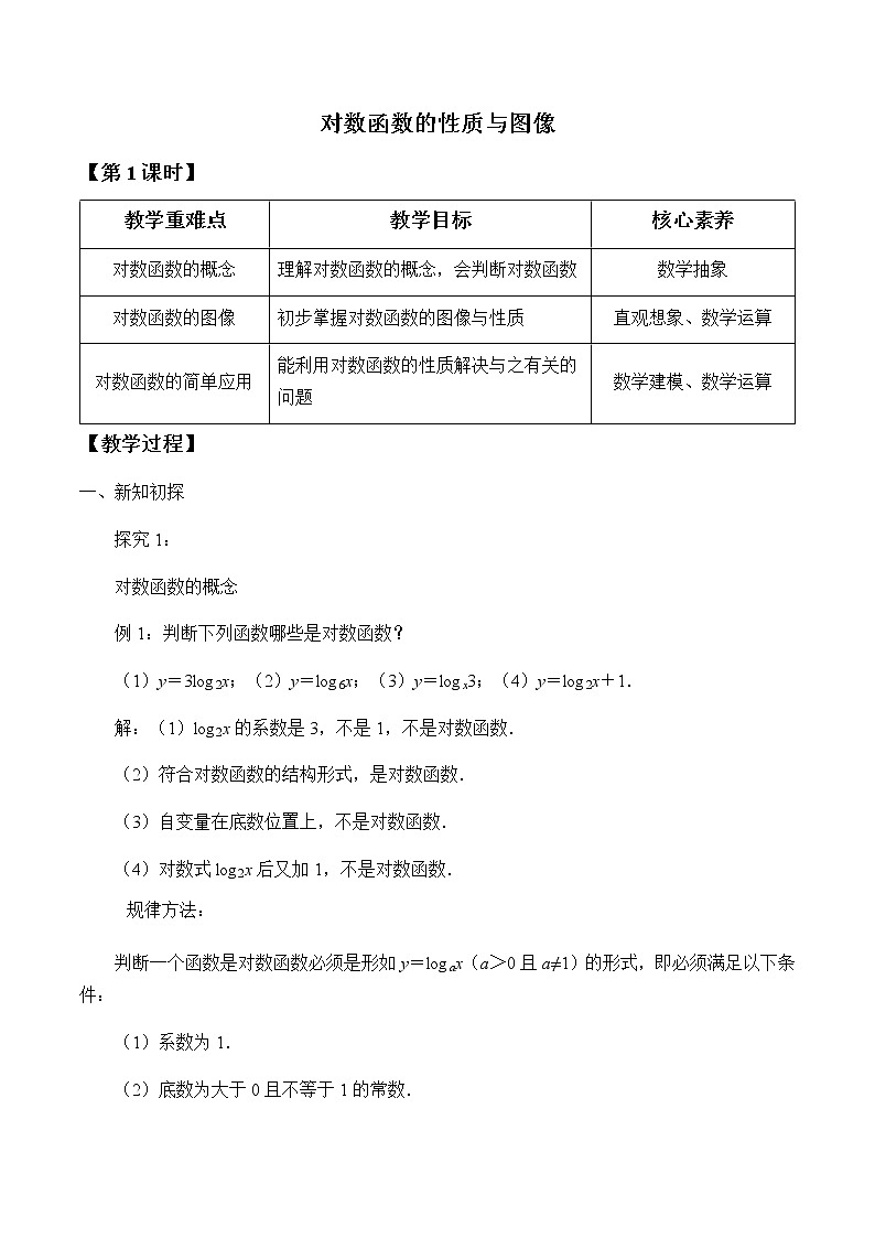 第四章 指数函数、对数函数与幂函数 4.2.3对数函数的性质与图像 (课件PPT+教案+学案)01