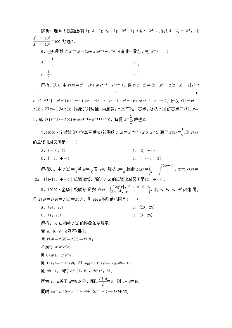 2021届二轮复习        基本初等函数函数与方程及函数的综合问题  课时作业（全国通用）02