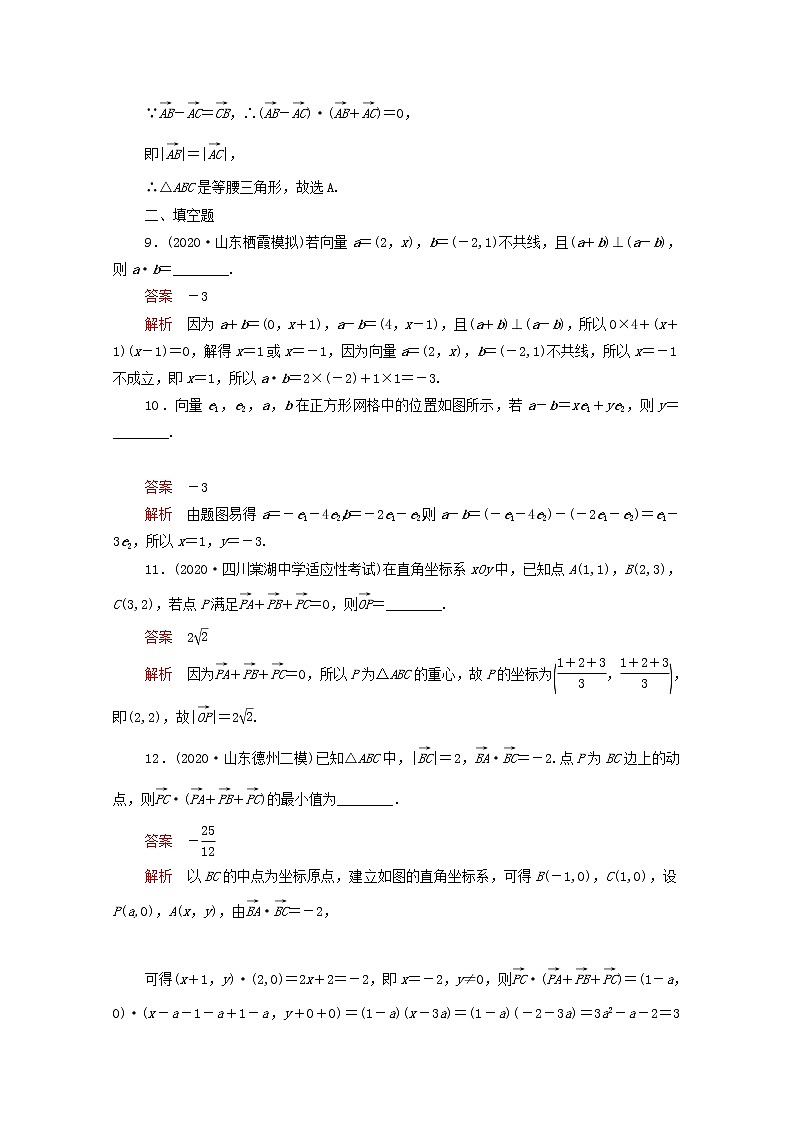 2021届二轮复习 考点四平面向量 文 作业(全国通用) 练习03
