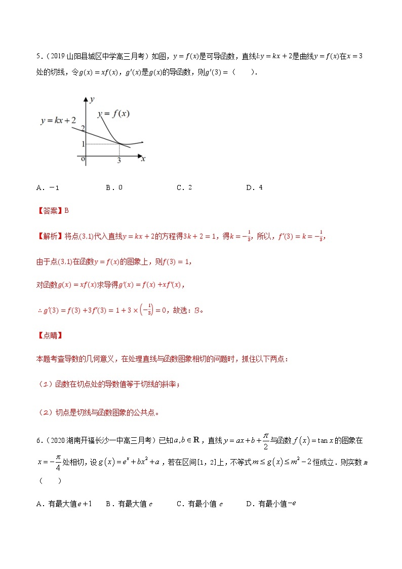 专题1.3导数定义及几何意义-2021年高考数学（文）尖子生培优题典03