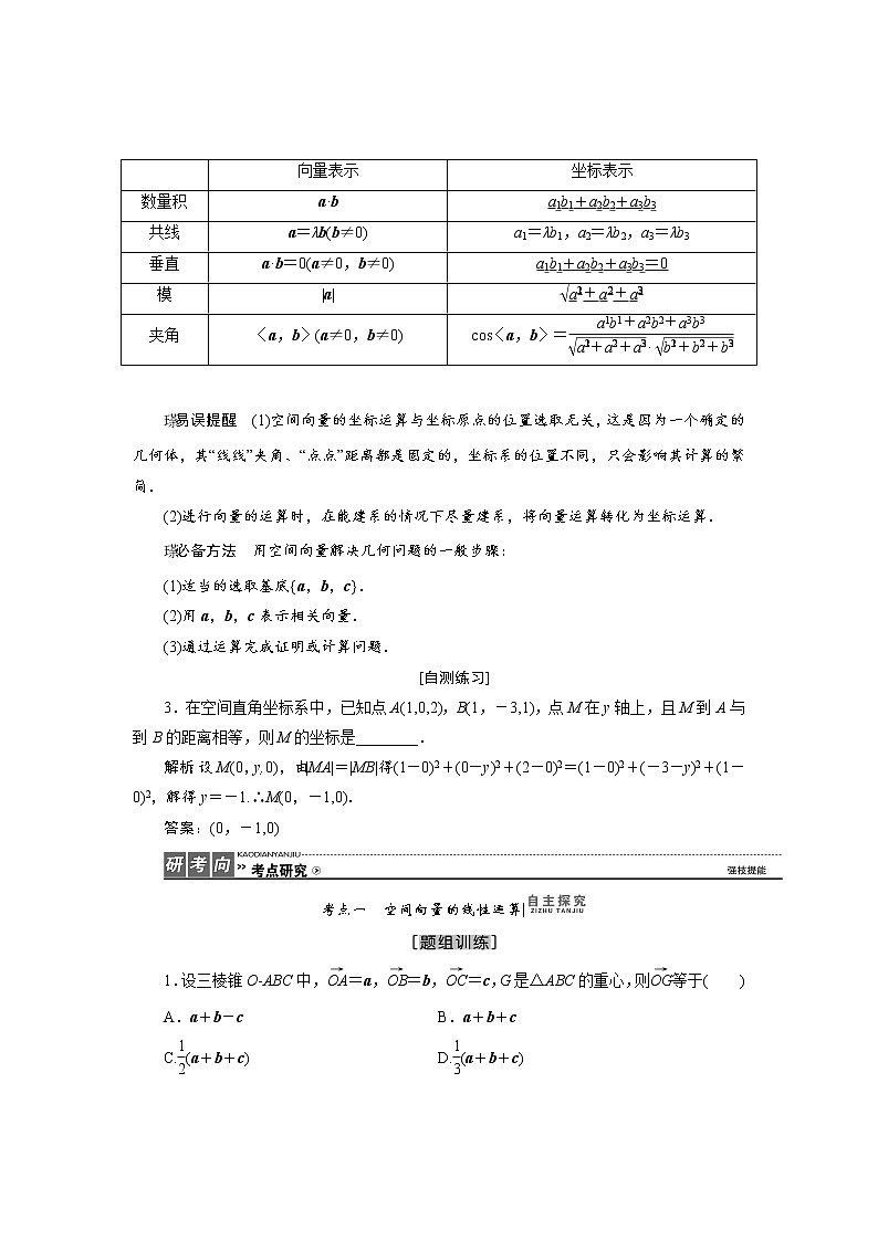 高三数学人教版a版数学(理)高考一轮复习教案:7.6 空间向量及其运算 word版含答案03