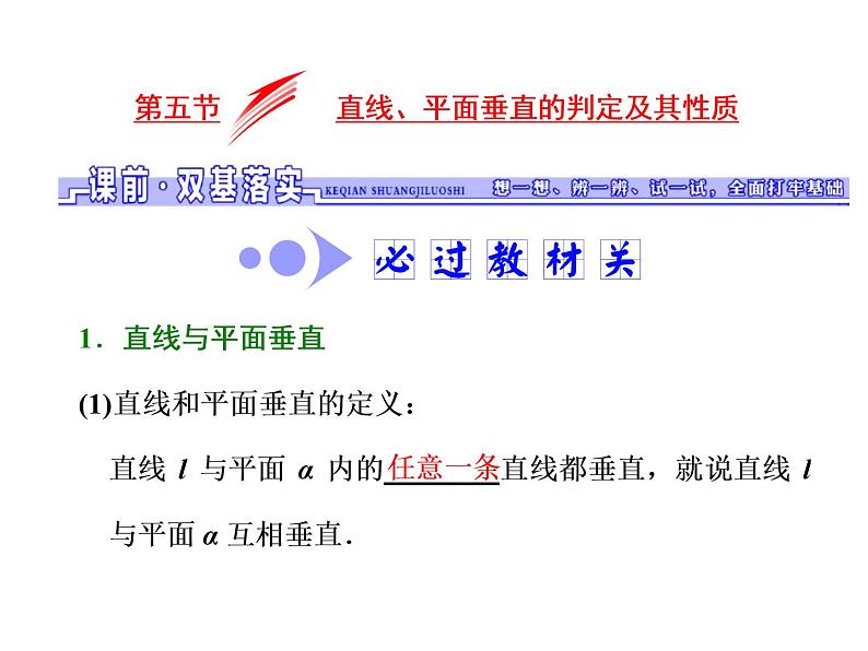 2021高考数学(文)大一轮复习课件 第七章 立体几何 第五节 直线、平面垂直的判定及其性质01