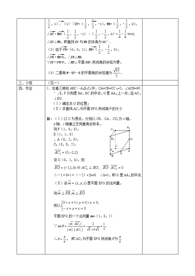 高中数学人教A版选修2-1 空间向量与立体几何复习2教案03