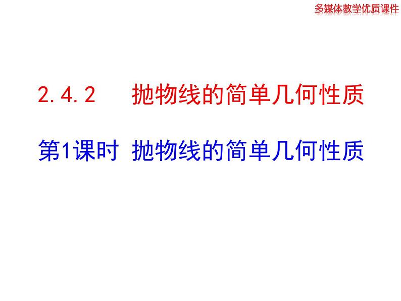 高二数学人教A版选修2-1课件:2.4.2 抛物线的简单几何性质 第1课时 抛物线的简单几何性质(共25张ppt)01