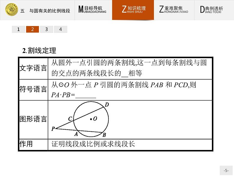 数学人教A版选修4-1课件:2.5 与圆有关的比例线段05