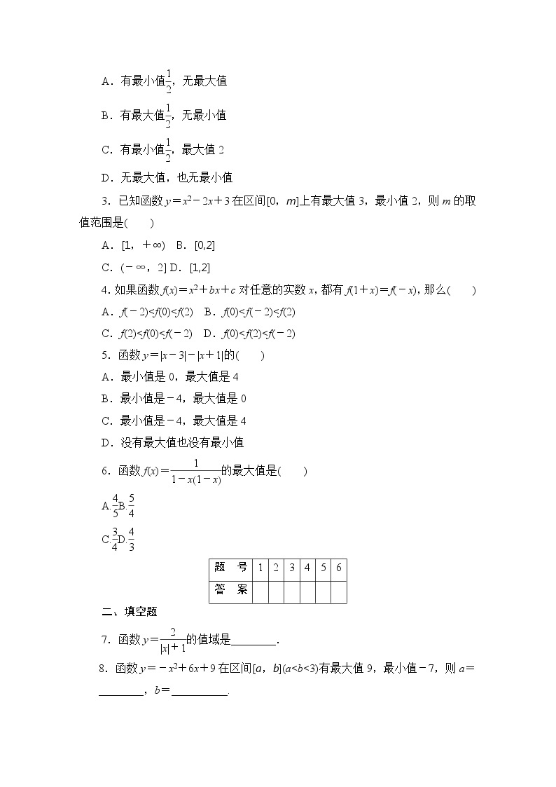 高中数学（人教版A版必修一）配套课时作业：第一章 集合与函数的概念 1.3.1第2课时 Word版含解析 练习02