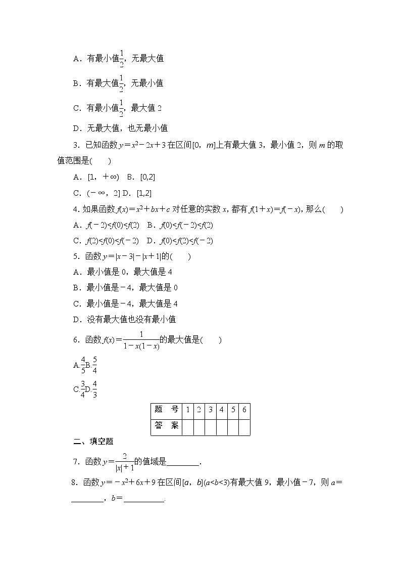 高中数学(人教版A版必修一)配套课时作业:第一章 集合与函数的概念 1.3.1第2课时 Word版含解析 练习02