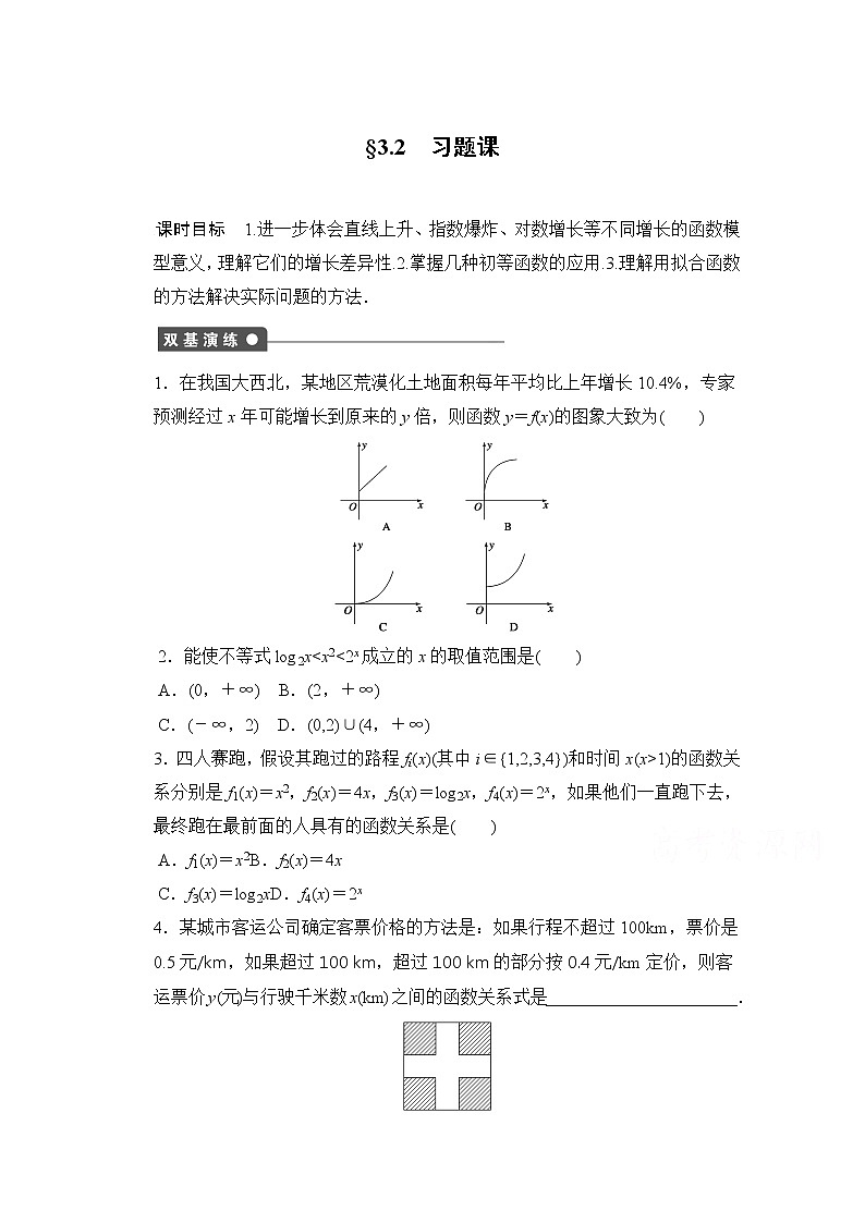高中数学(人教版A版必修一)配套课时作业:第三章 函数的应用 3.2习题课 Word版含解析01