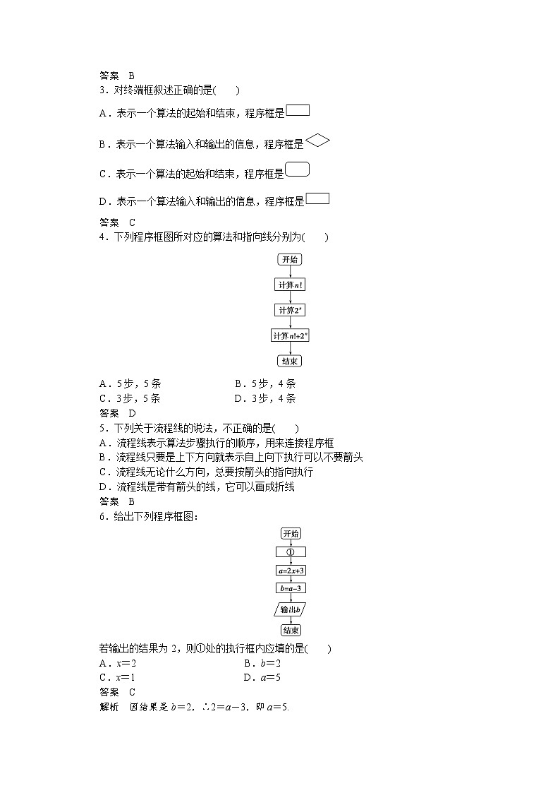 高中数学(人教版A版必修三)配套课时作业:第一章 算法初步 1.1.2第1课时 Word版含答案 练习02