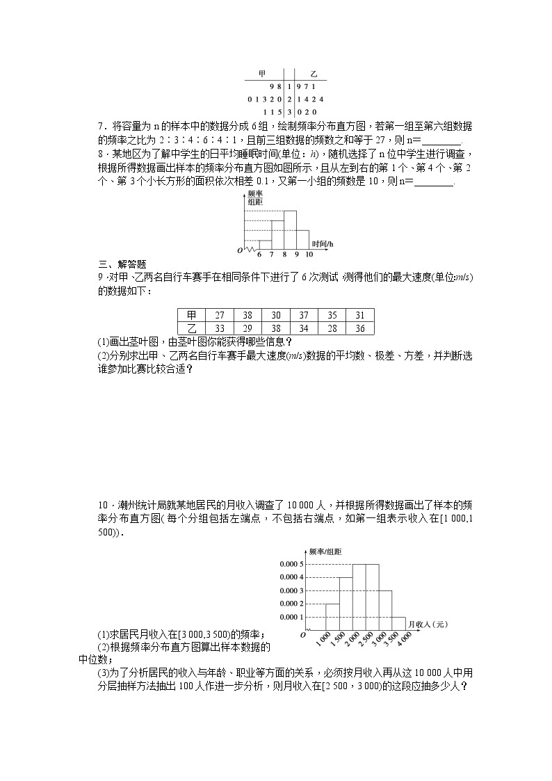 高中数学（人教版A版必修三）配套课时作业：第二章 统计 §2.2 习题课 Word版含答案03