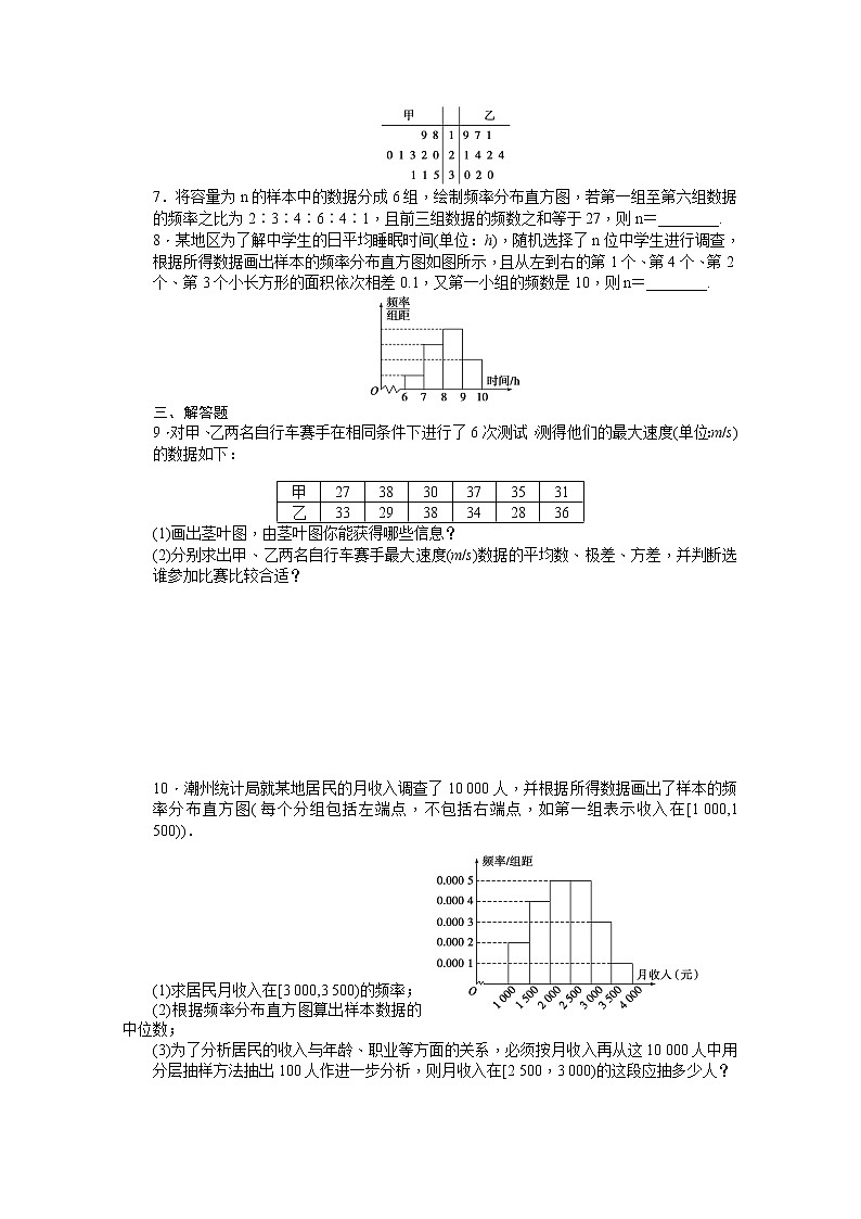 高中数学(人教版A版必修三)配套课时作业:第二章 统计 §2.2 习题课 Word版含答案03