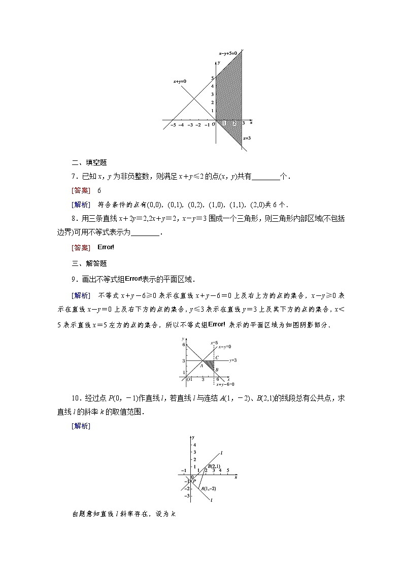 高中数学(人教版必修5)配套练习:3.3 二元一次不等式组与简单的线性规划问题第1课时03