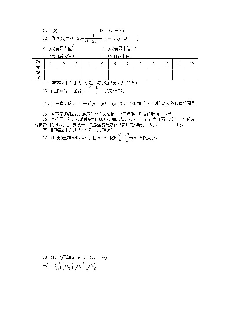 高二数学人教A必修5练习:第三章 不等式 章末检测(B) Word版含解析02