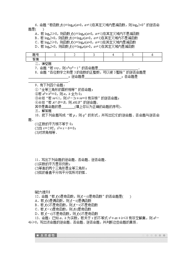 人教a版数学【选修1-1】作业:1.1.2四种命题(含答案)02