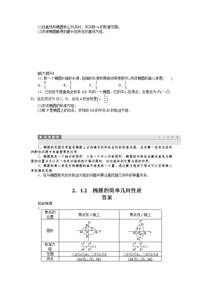 人教a版数学【选修1-1】作业:2.1.2椭圆的简单几何性质(含答案) 练习03