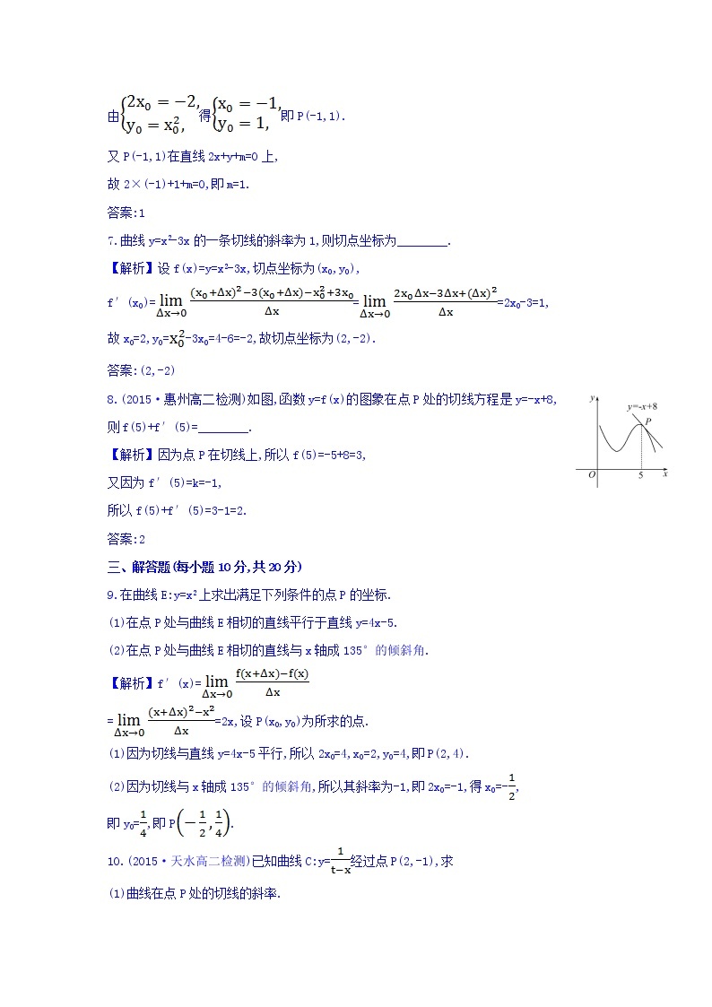 人教A版高中数学选修1-1课时提升作业（十九） 3.1.3 导数的几何意义 探究导学课型 Word版含答案 练习03