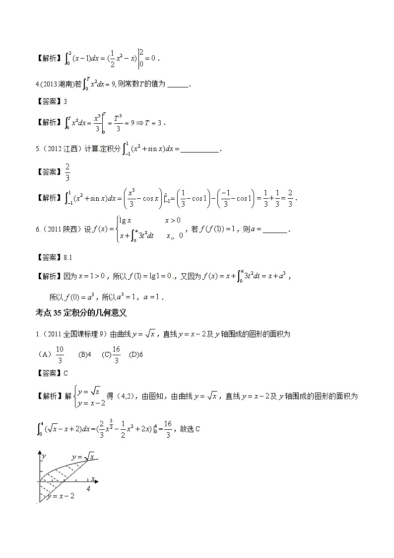 高考数学真题专项练习   专题10 定积分及其应用(解析版)第2页