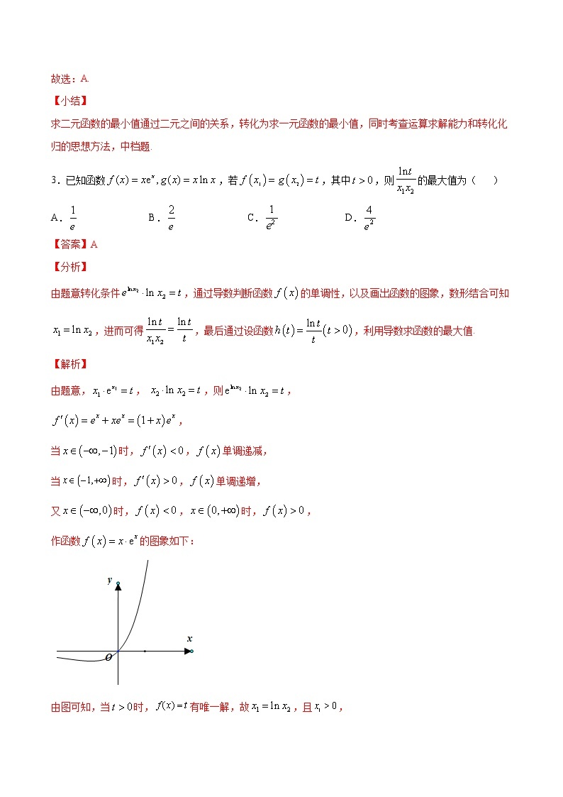 高三数学导数专题 方法12 利用导数解决双变量问题 试卷03