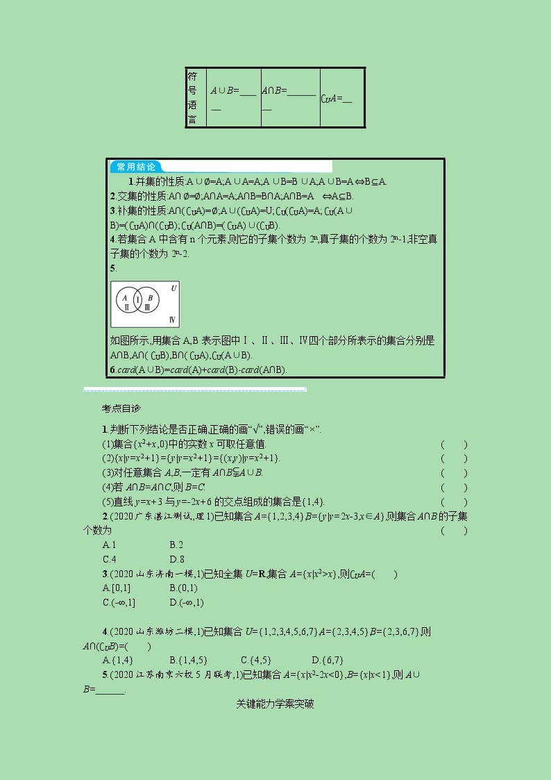 全国统考2022高考数学一轮复习第一章集合与常用逻辑用语学案理含解析打包4套北师大版 学案02