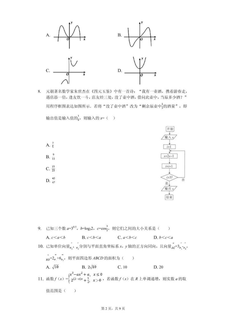 2020届四川省乐山市高考一诊模拟试卷数学（文科）（PDF版）02