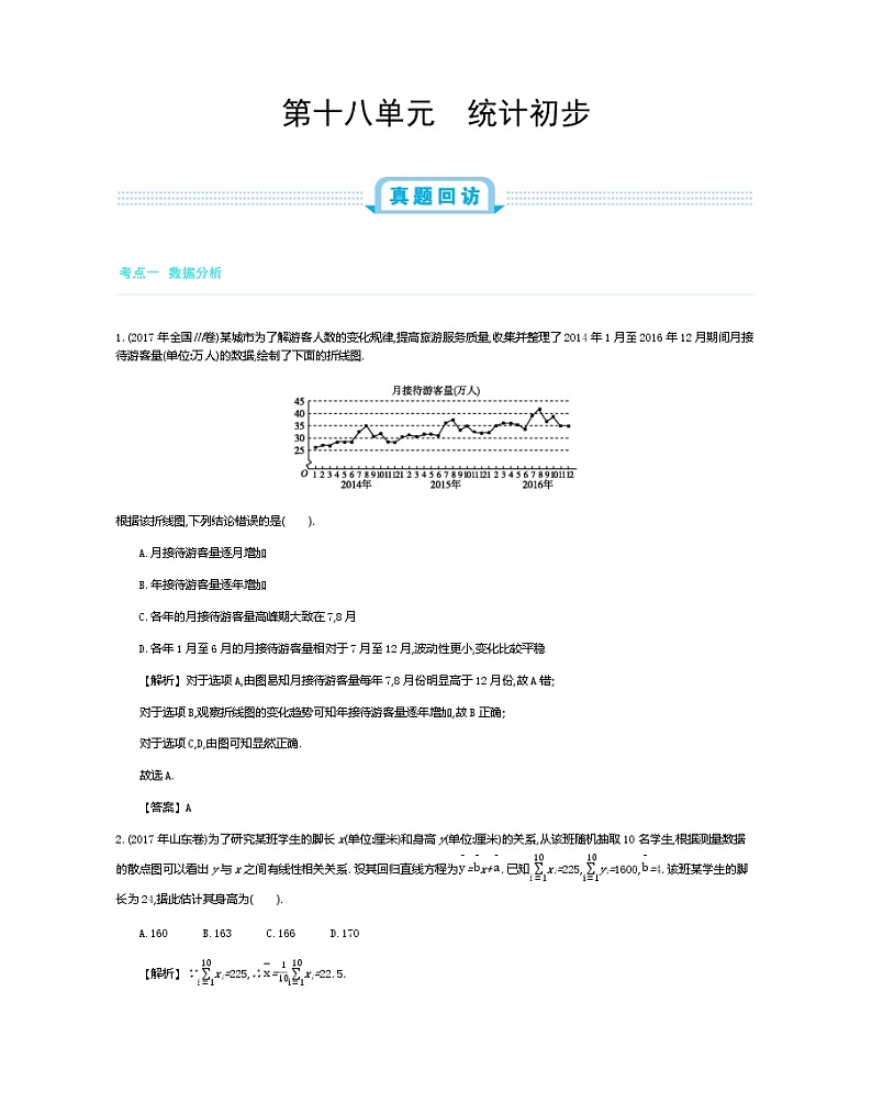 全国版高考数学必刷题:第十八单元 统计初步01