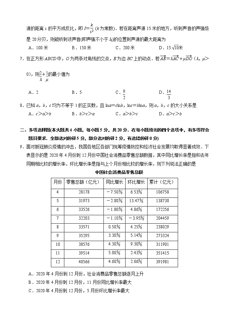 江苏省南京市2021届高三下学期5月第三次模拟考试 数学(含答案)02