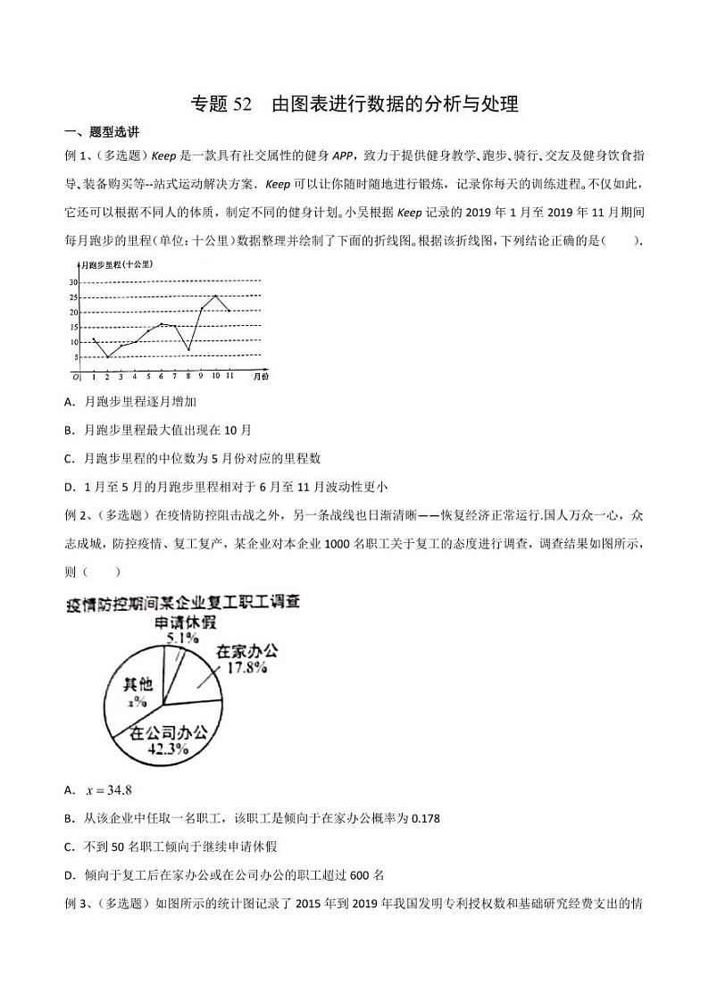 新高考数学复习专题52 由图表进行数据的分析与处理(原卷版)第1页