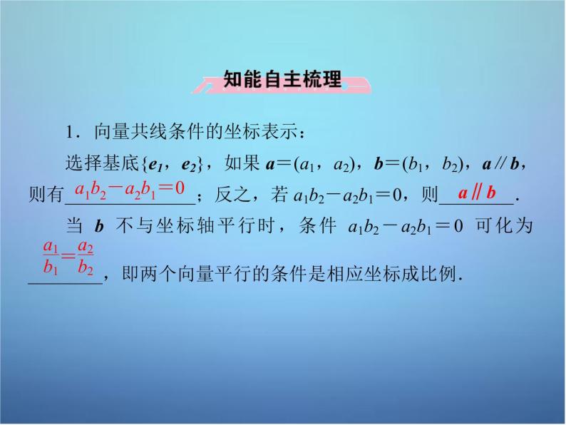 新人教B版高中数学必修四 2.2.3用平面向量坐标表示向量共线条件课件07