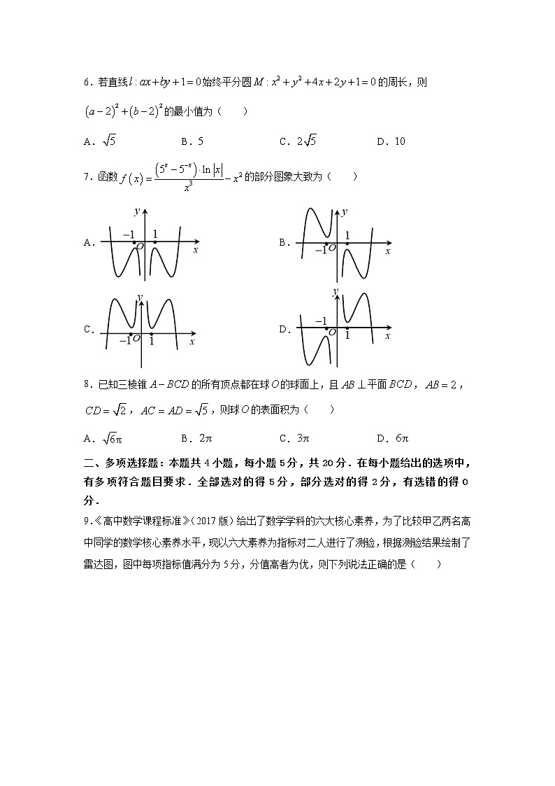 (新高考地区专用)2021届高考考前冲刺卷 数学(四)02