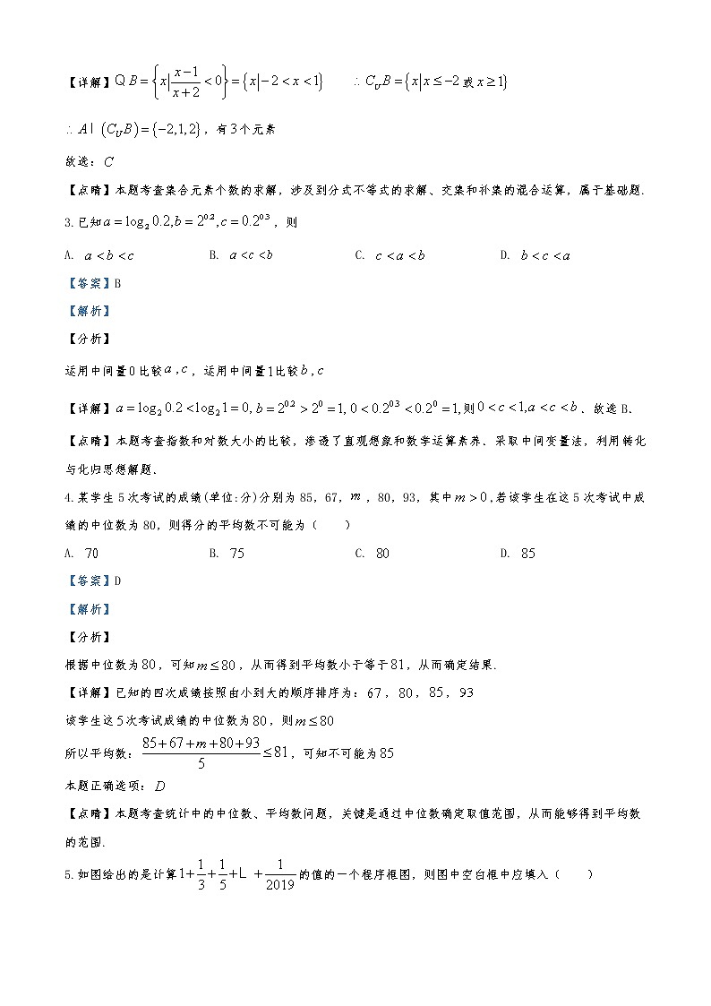 福建省福州市2019-2020学年高三5月调研卷文科数学试题第2页