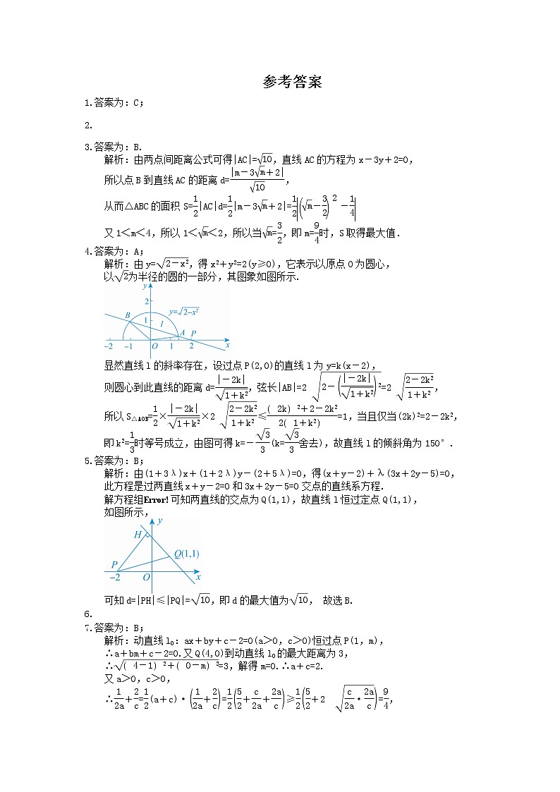 2021年高中数学培优练习《直线方程-最值问题》专项复习(含答案)03