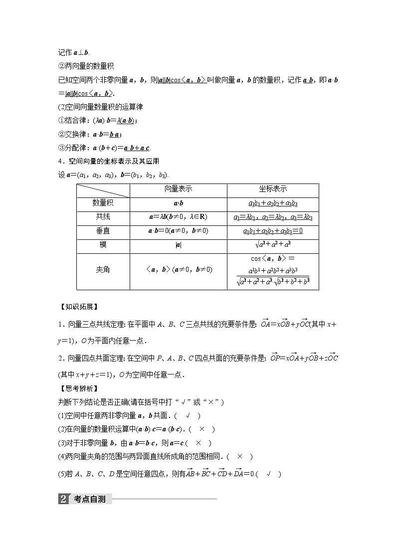 高考数学一轮复习讲义第8章第6节空间向量及其运算第2页