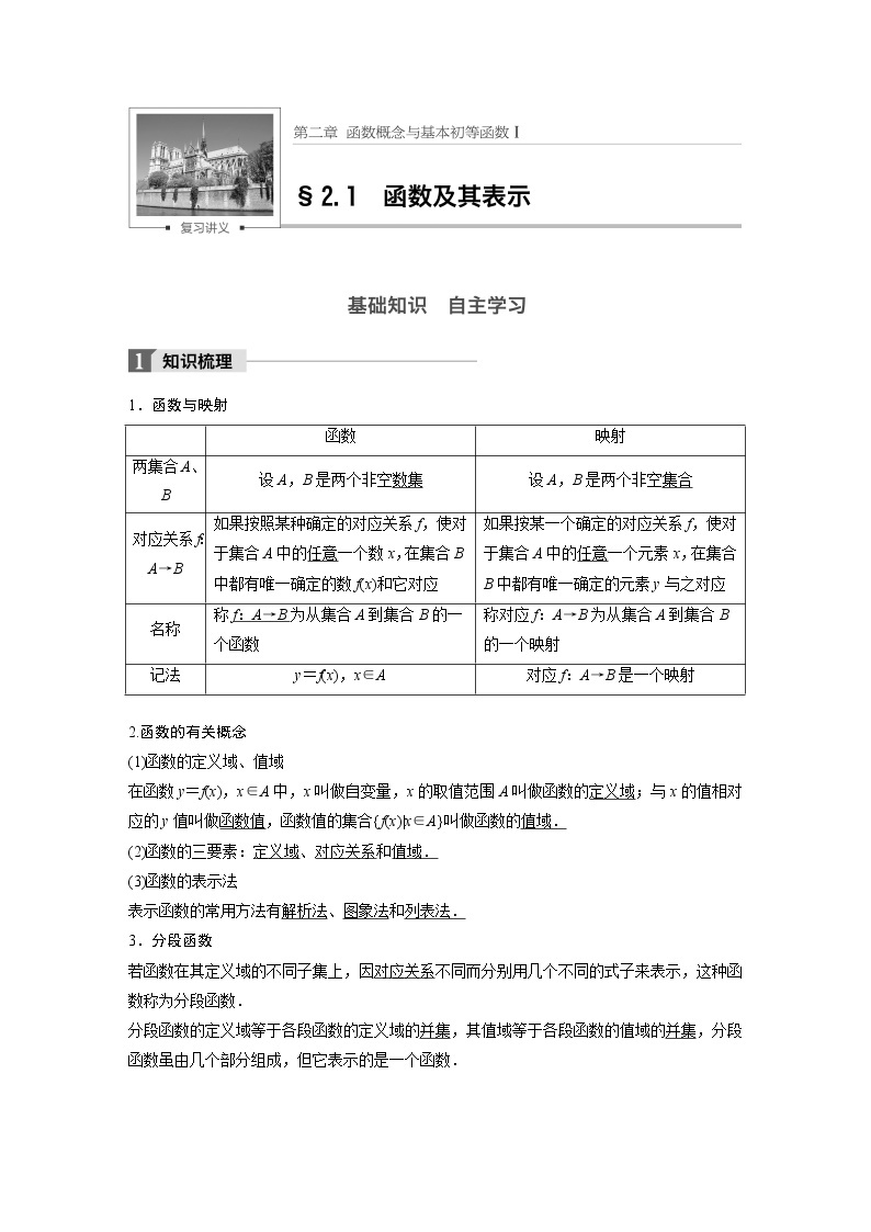 高考数学一轮复习讲义第2章第1节函数及其表示01