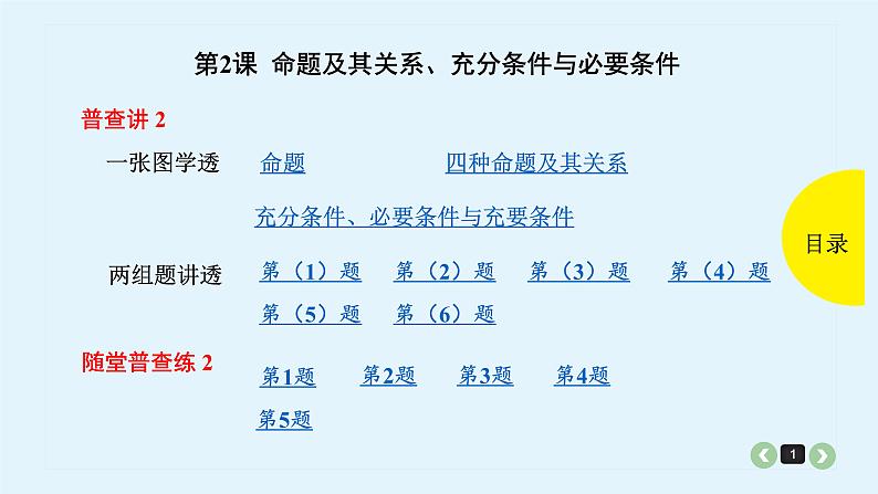 2022全国高考文数一轮复习课件 第2课 命题及其关系、充分条件与必要条件01