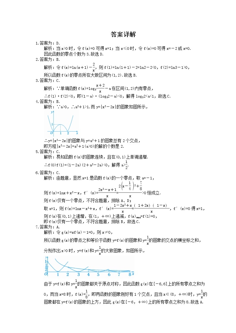 2022版高考数学大一轮复习课时作业11《函数与方程》(含答案详解) 练习02