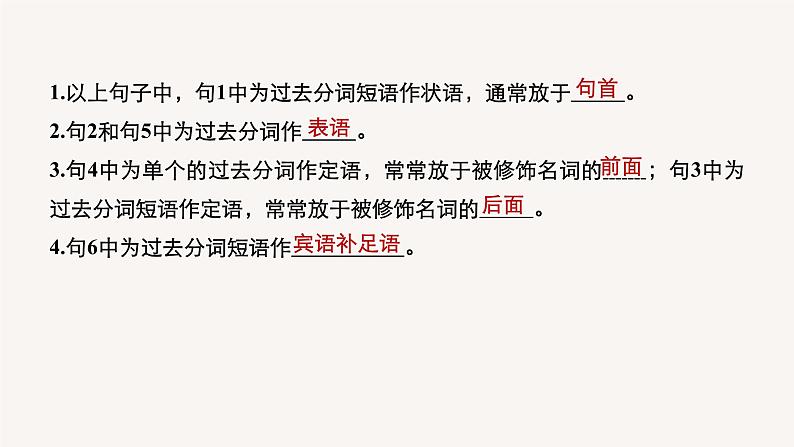 高中英语人教版(2019)高二选择性必修第四册 Unit 2 Period Three Grammar—Review of past participles 课件05
