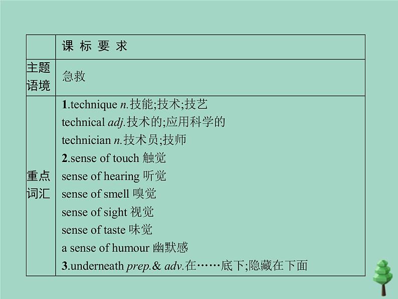 2020_2021学年新教材高中英语Unit5FIRSTAID单元重点小结课件新人教版选择性必修202