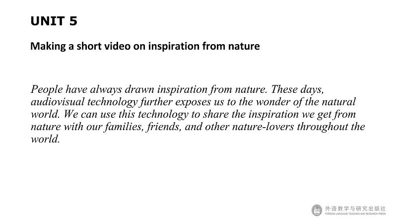Unit5 Learning from nature Project 课件-【新教材】外研版(2019)高中英语选择性必修第三册02