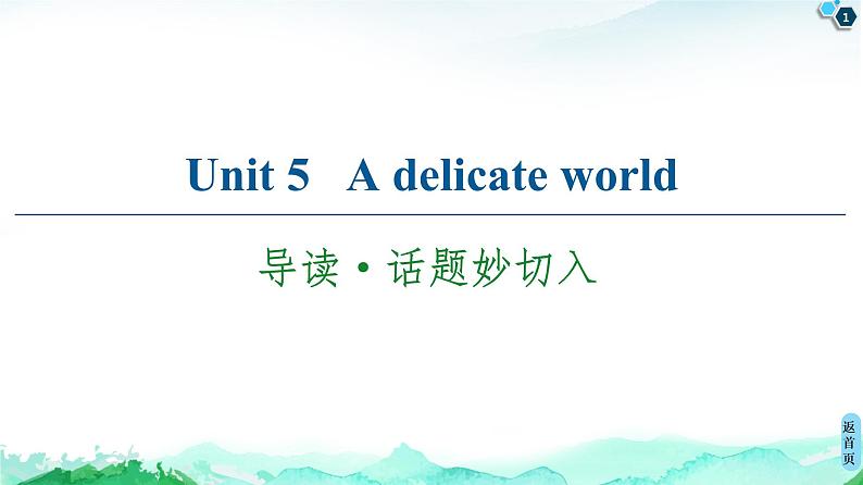 高中英语外研版 (2019) 选择性必修第二册 20-21 Unit 5 导读·话题妙切入课件PPT第1页