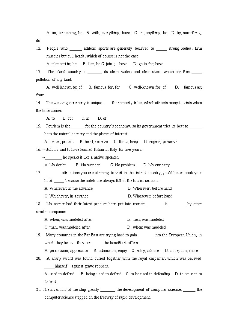 英语:Unit 5《Theme Parks》单元同步测试(2)02