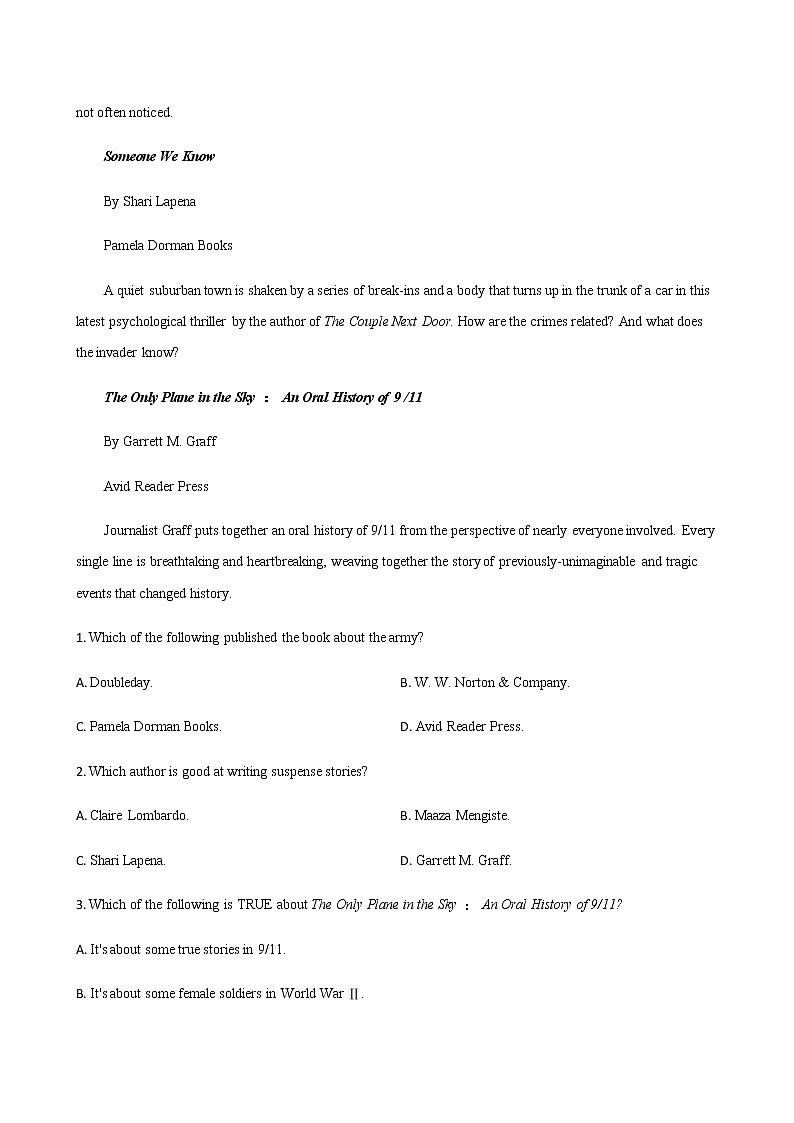 湖北省部分学校高二上学期期中英语试题精选汇编:阅读理解专题第2页