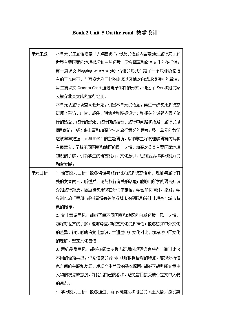 (新标准)高中修订版必修B2Unit 5 教学设计01