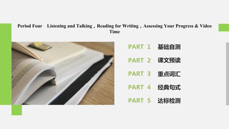 Unit 2 Period Four　Listening and Talking，Reading for Writing，Assessing Your Progress & Video Time课件PPT02