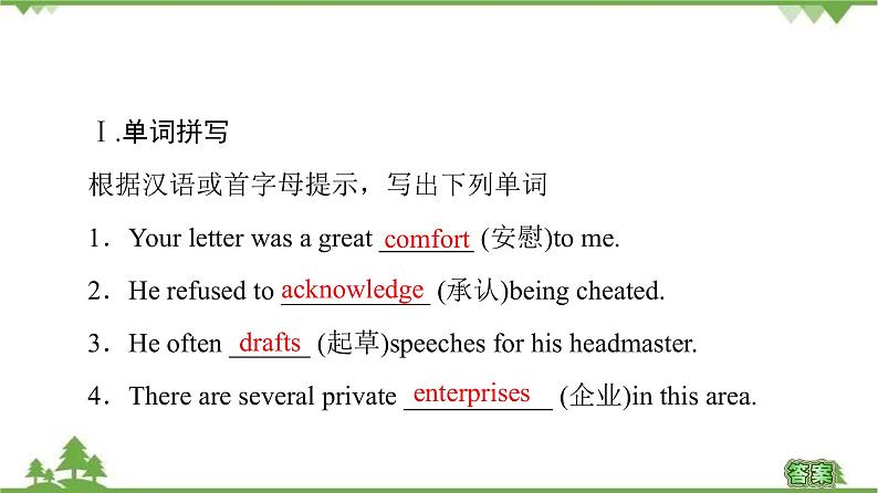2021-2022学年高中人教版英语选修7课件:Unit5+SectionⅡ Learning+about+Language03