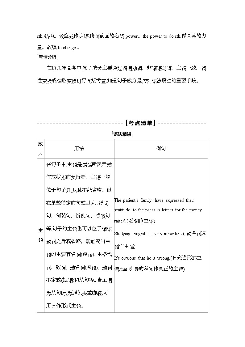 2022版高考英语(外研版)总复习文档:语法必备+专题一 句子成分+Word版含答案02