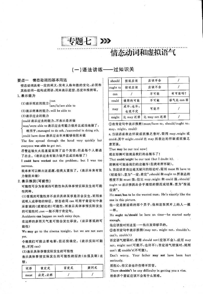 2021高考英语一轮复习专题07情态动词和虚拟语气无答案01