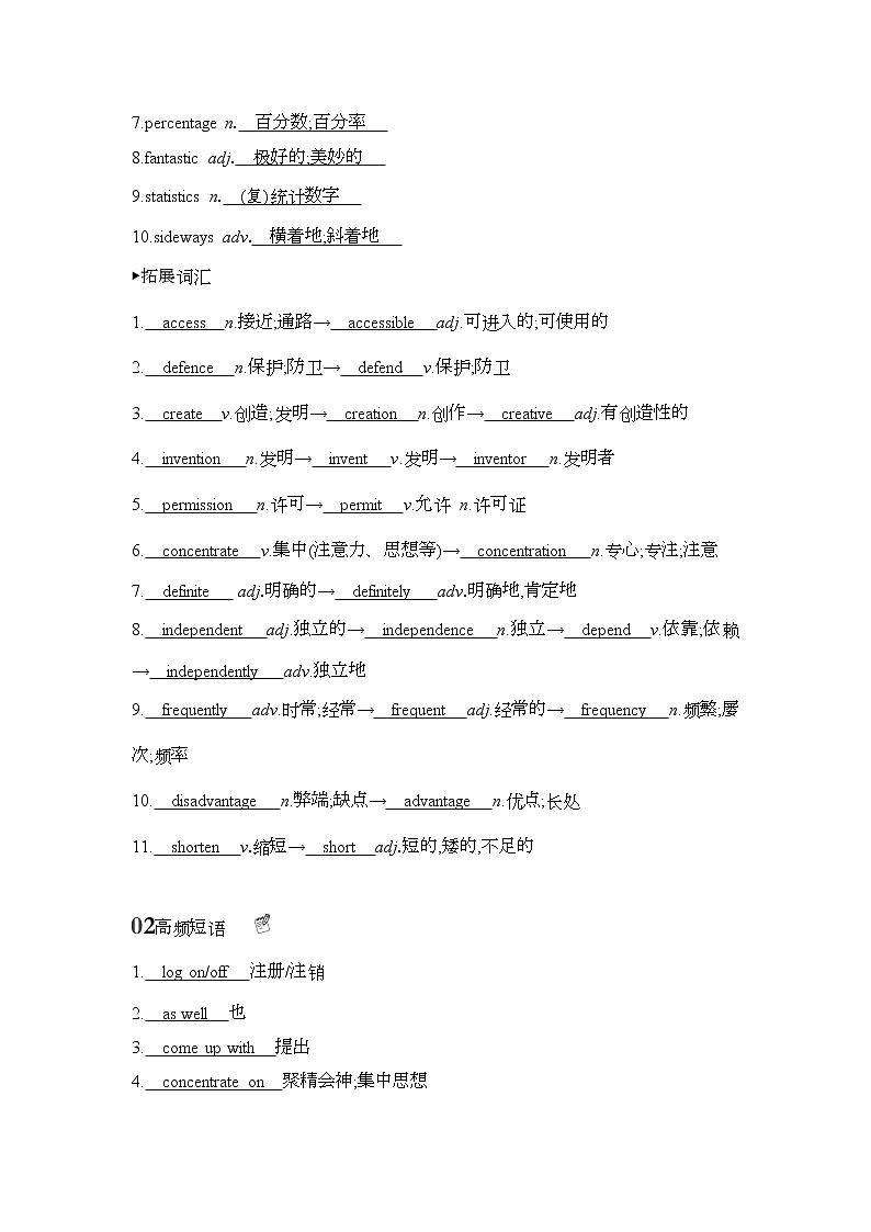 2022版高考英语(外研版)总复习文档:词句通关+必修一 Module+6 The+Internet+and+Telecommunications+Word版含答案 试卷02
