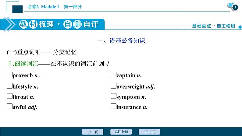 2022版高考英语(外研版)一轮复习课件:必修2 1 Module 1 Our Body and Healthy Habits03