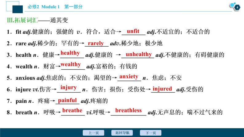 2022版高考英语（外研版）一轮复习课件：必修2 1 Module 1　Our Body and Healthy Habits05