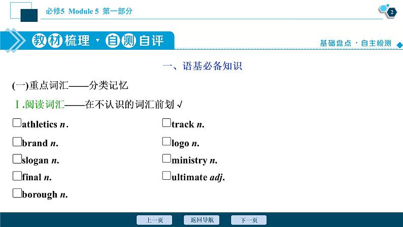 2022版高考英语(外研版)一轮复习课件:必修5 5 Module 5 The Great Sports Personality第3页